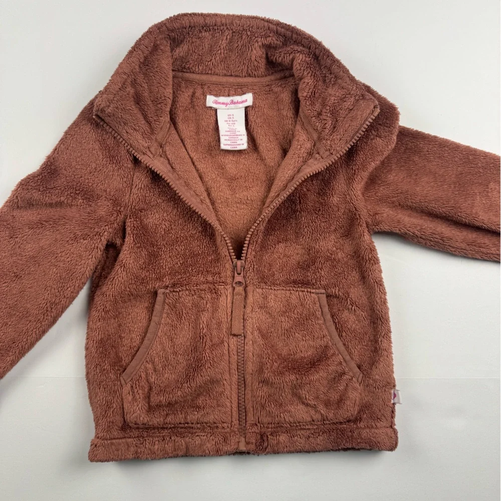 Tommy Bahama Brown Fleece Full Zip with pockets jacket size 5